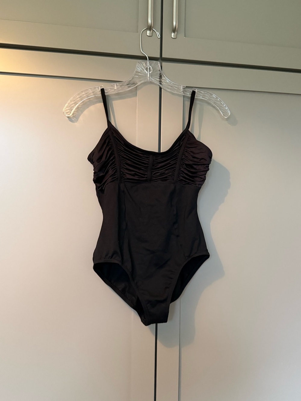 Bloch Dance US Women’s Black Leotard With Ruching & Spaghetti Straps